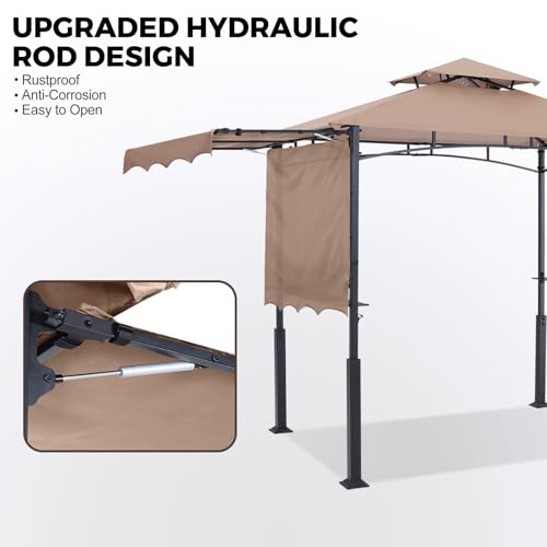 ABCCANOPY 8x5 Grill Gazebo - Outdoor BBQ Canopy Shelter with Led Light for Patio Backyard Grilling (Dark Gray)