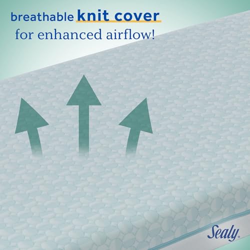 SEALY BABY OmniPedic Refresh Breathable Crib Mattress, GREENGUARD Gold Certified, Made in USA, Removable Knit Cover, 2 Stage, Toddler Bed Fit