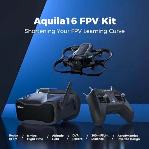BETAFPV Aquila16 FPV Kit with LiteRadio 2 SE Transmitter for Simulator, VR03 Goggles with DVR Recording Function, 3 Flight Modes