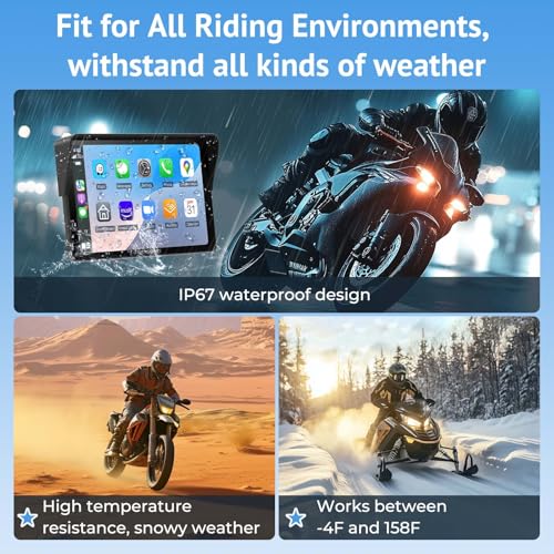 2025 Wonsidary W722 for Motorcycle CarPlay & Android Auto,7" Waterproof Smart GPS Navigation System Screen,Car Play Moto with Light Sensor