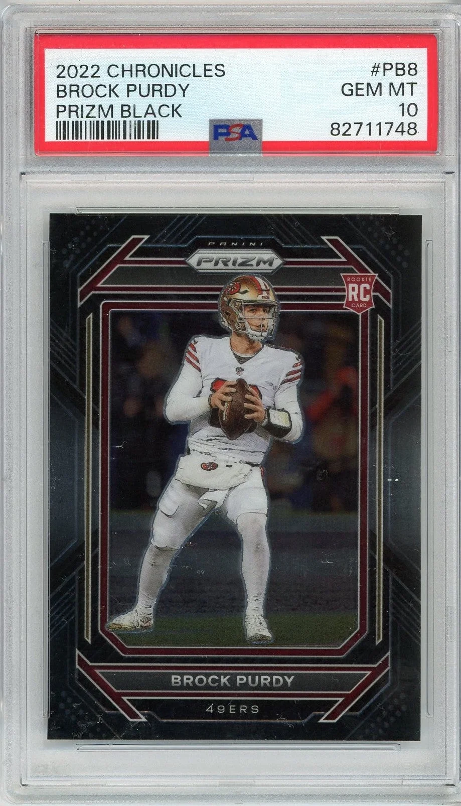 Graded 2022 Panini Chronicles Brock Purdy #PB8 Prizm Black Rookie RC Football Card PSA 10 Gem Mint - Curated Treasures Market