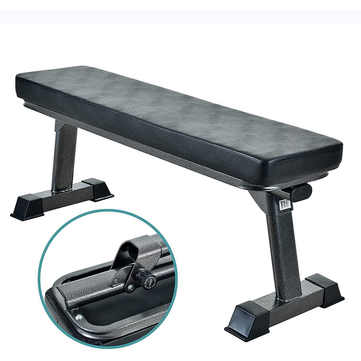 Finer Form Gym Quality Foldable Flat Bench for Multi-Purpose Weight Training and Ab Exercises - Sports Supplies Online Store