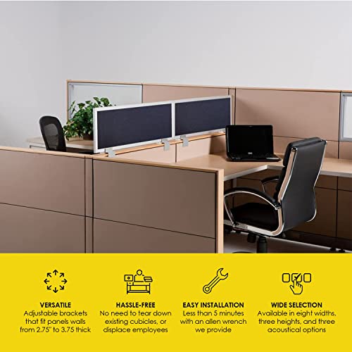 Acoustical Cubicle Privacy Screen Extender Desk Panel & Office Divider, Add Separation & Block Noise, 18" X 42", Overcast
