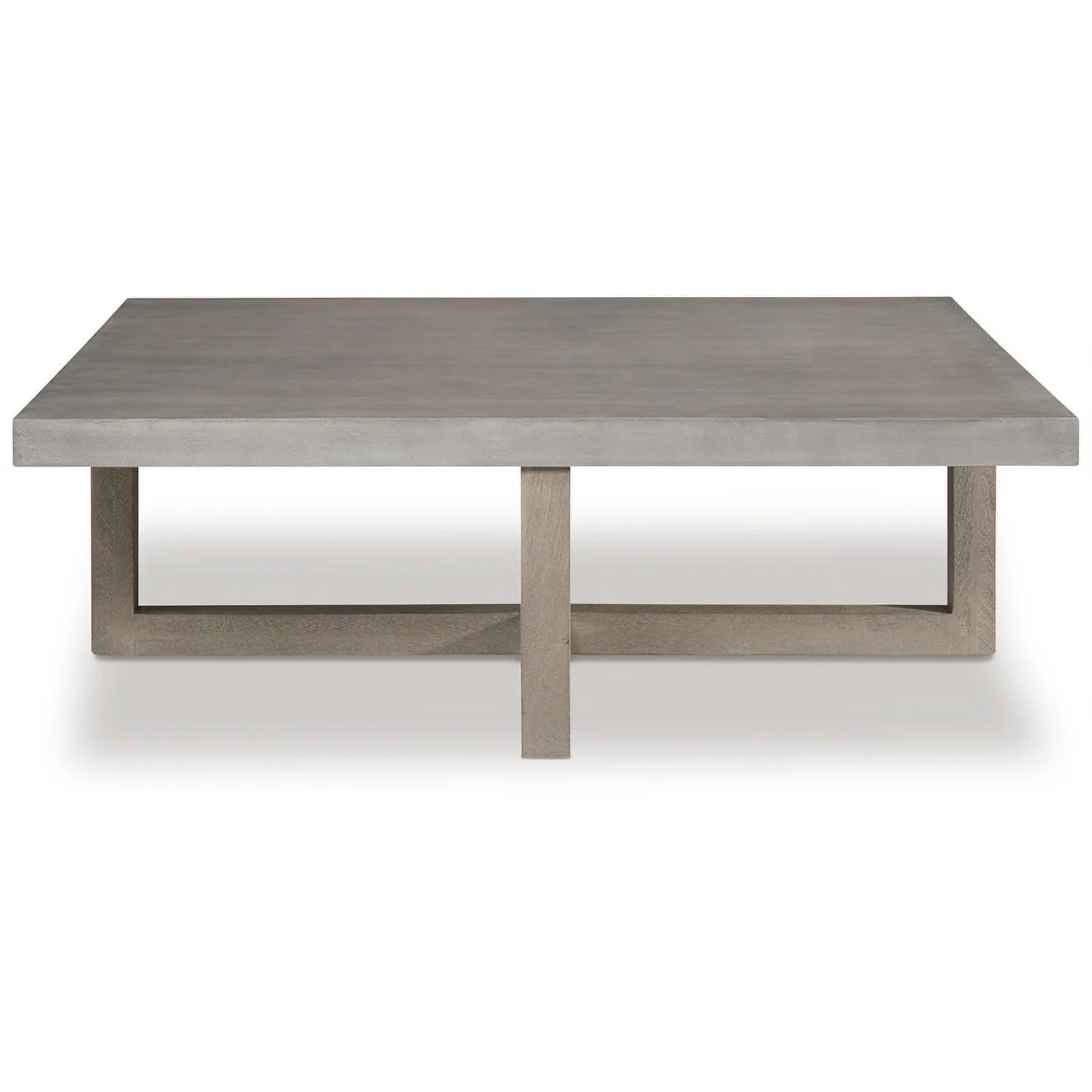 Ashley Furniture Lockthorne Square Wood Coffee Table in Light Gray Washed