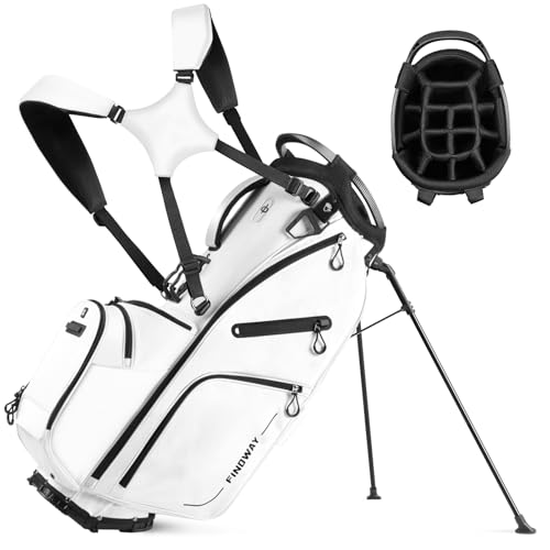 Findway 14 Way Golf Stand Bag, Lightweight Golf Bag with Stand for Men Women, Golf Club Carry Bag with Dual Strap, Full Length Dividers