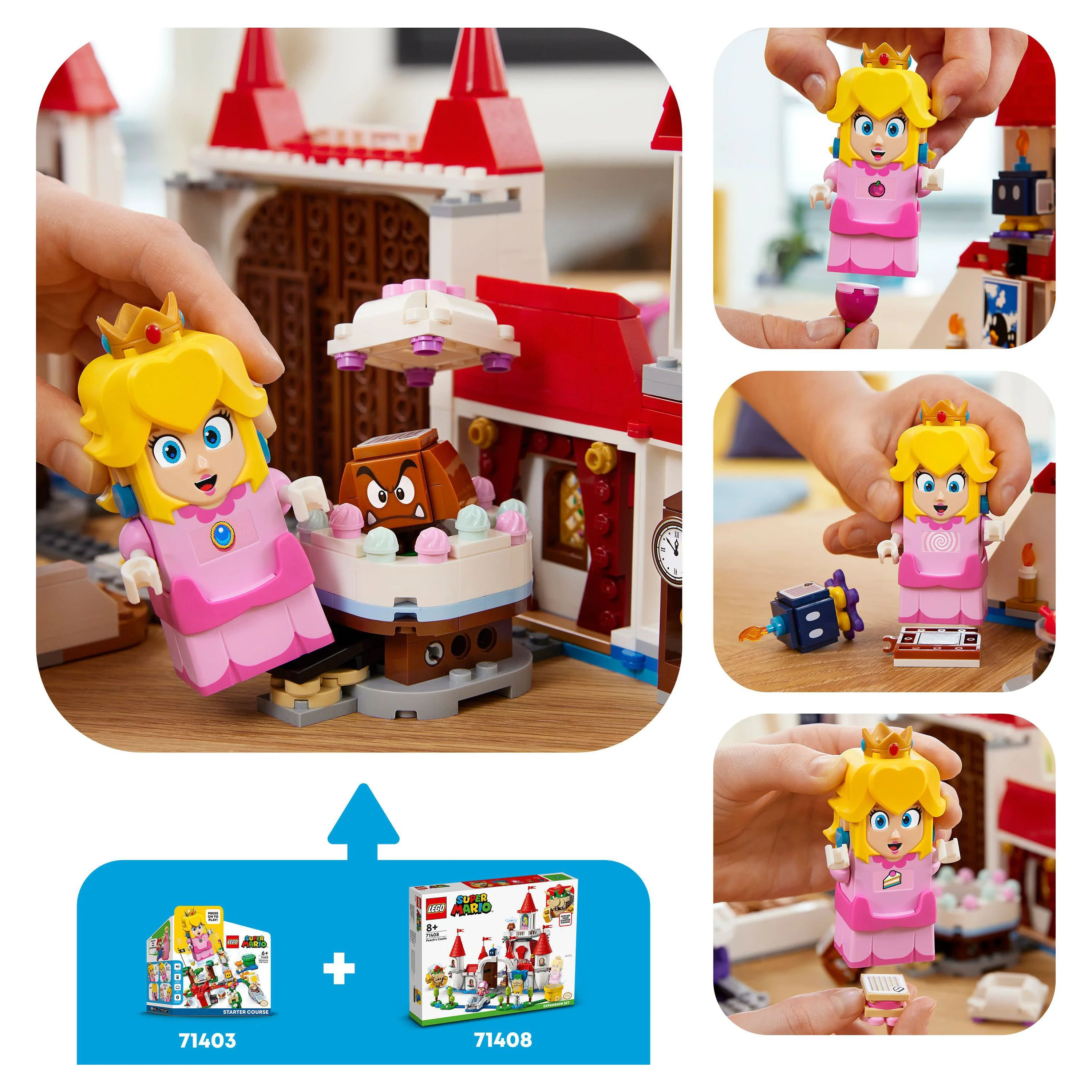 LEGO Super Mario Peach’s Castle Expansion Set 71408, Buildable Game Toy, Gifts for Kids Aged 8 Plus with Time Block plus Bowser and Toadette Figures