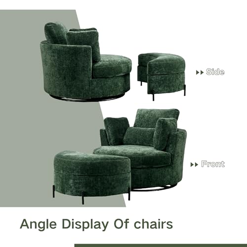 Chifee & Vingol 42.2" Oversized Swivel Accent Chair Round Barrel Chair,Chenille,Beige