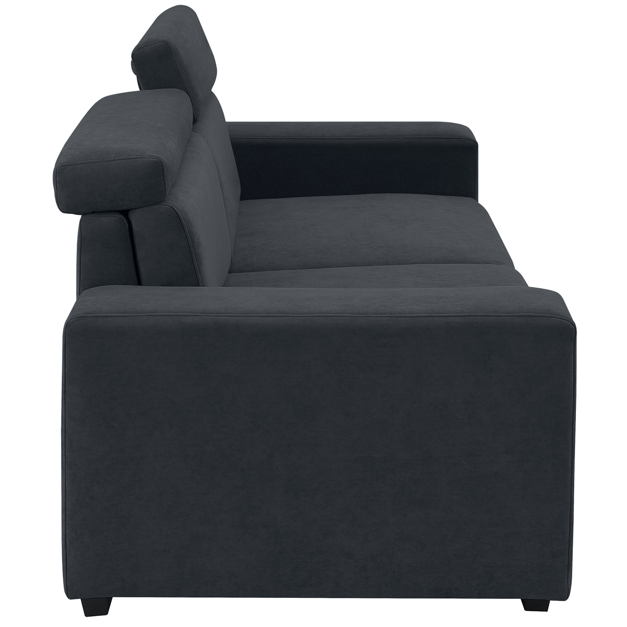 Soges 87" Velvet Loveseat Modern 2-Seater Sofa Couch with Multi-Angle Adjustable Headrest for Living Room, Black