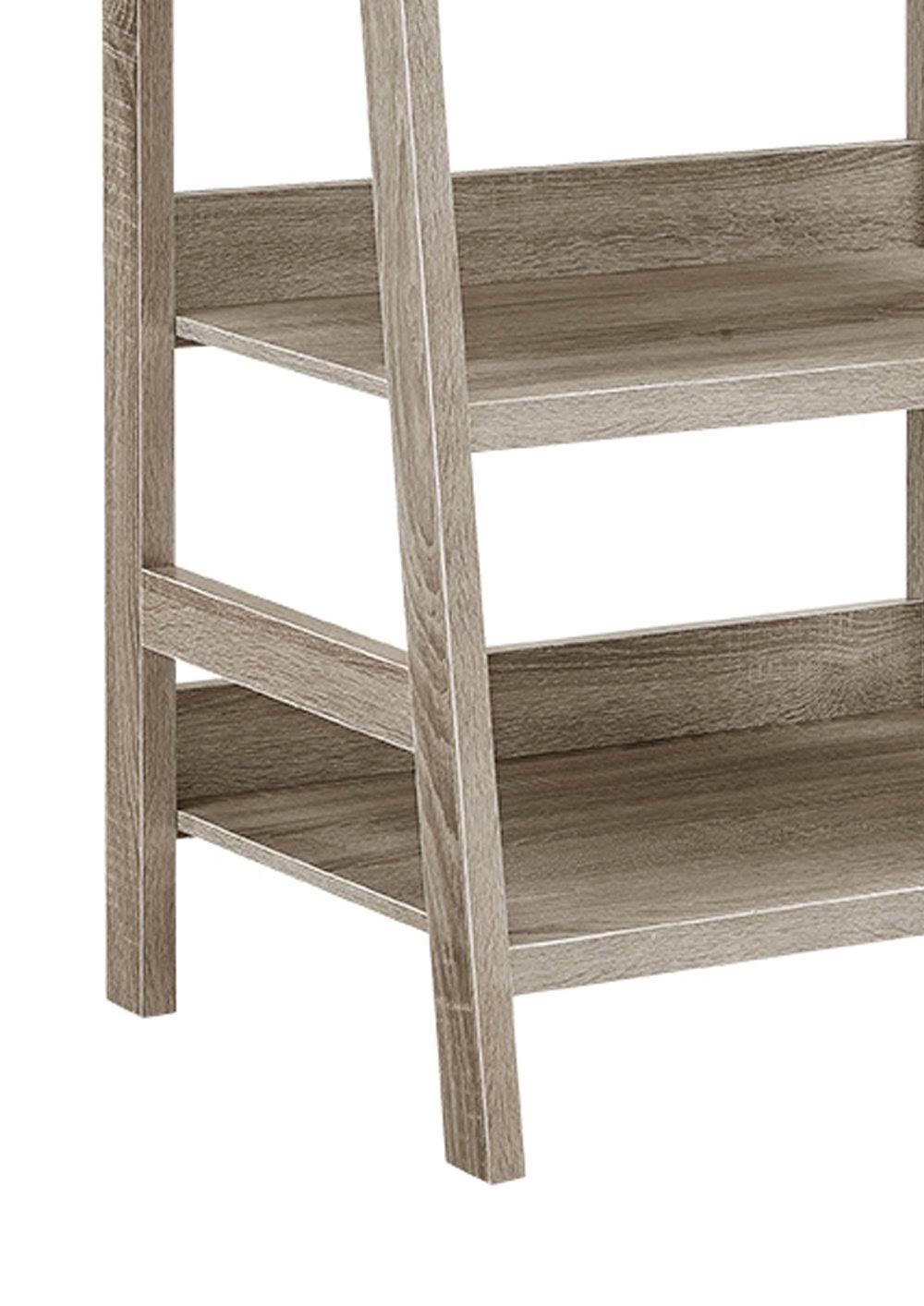 Transitional Style Wooden Ladder Bookcase with Five Shelves Gray