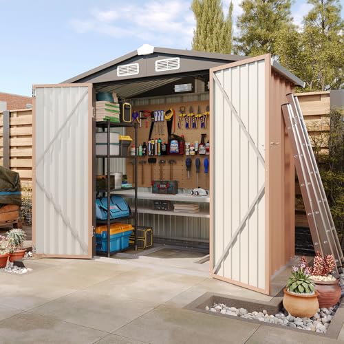 Aoxun 6.2x4 FT Shed Outdoor Storage Shed Metal Garden Shed with Lockable Doors & Slooping Roof Tool Shed Bike Shed for Backyard, Patio