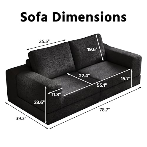 Cloud Modular Sectional Sofa, DIY Combination Modular Couch for Living Room, Unique Knitted Fabric Love Seat Couches with 2 Pillows