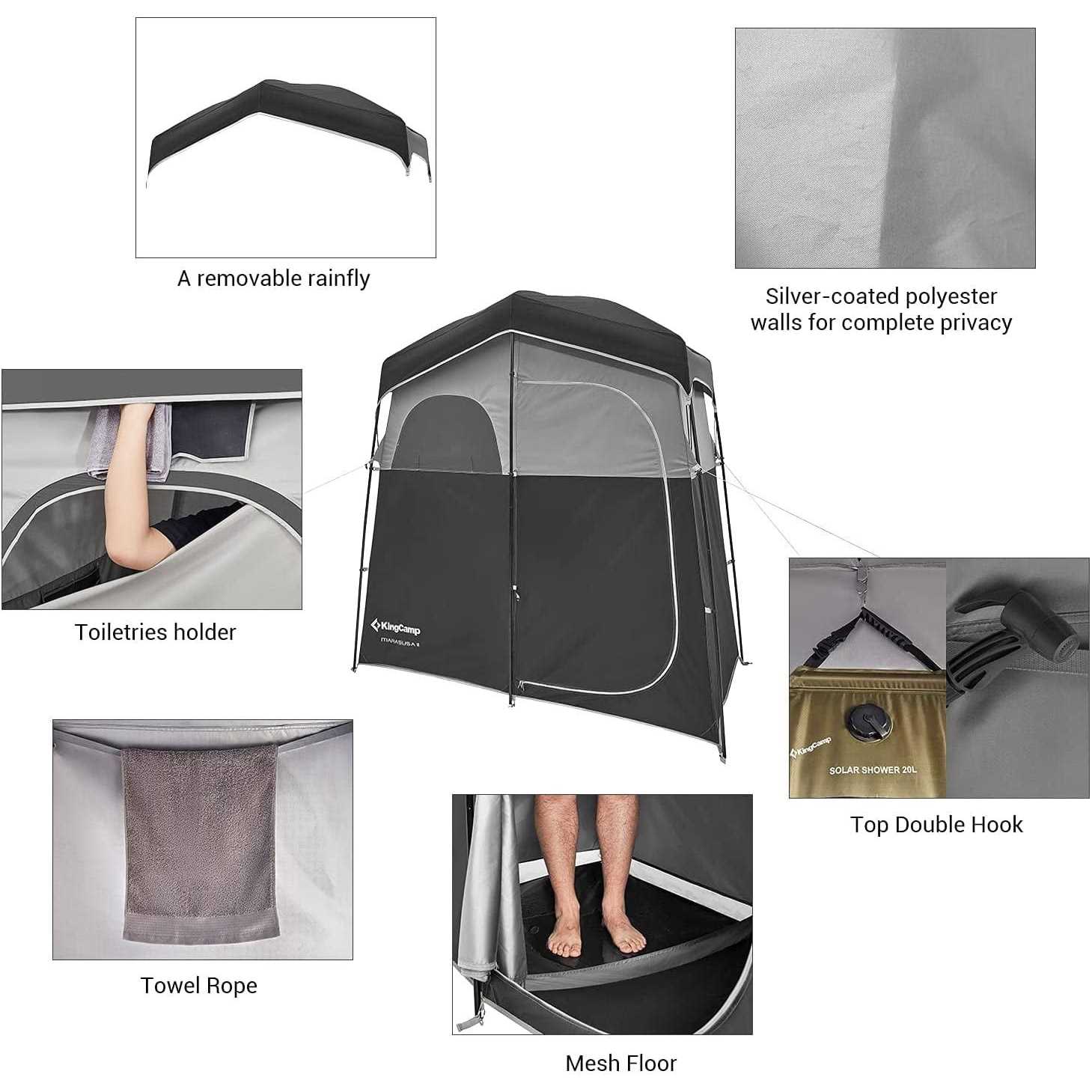 KingCamp Camping Shower Tent, Portable Privacy 2 Room - Sports Supplies Online Store