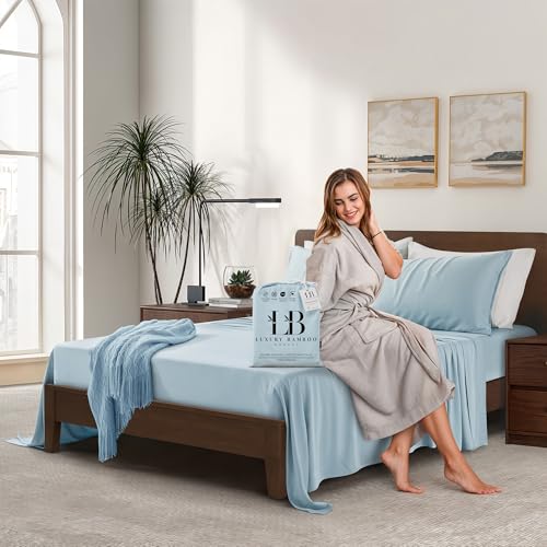 Luxury Bamboo Market | Queen Size Bed Sheet Set | 100% Viscose Made from Bamboo | Organically Grown | Ultra Soft | Cooling Sheets for Hot Sleepers |