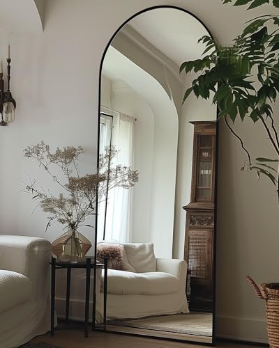 Full Length Mirror, 76"x34" Arched Floor Mirror Freestanding, Floor Standing Full Body Mirror with Stand for Bedroom