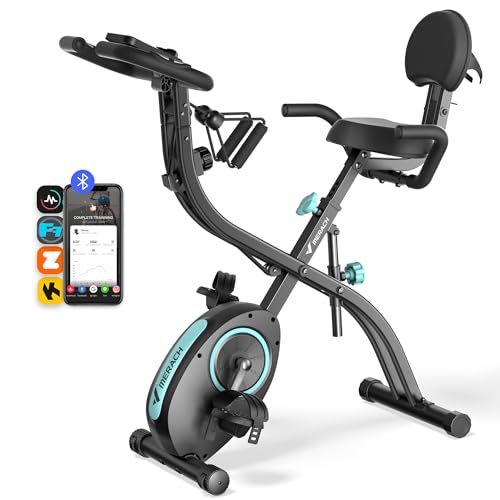 MERACH Folding Exercise Bike, Foldable Stationary Bikes for Home, 4 in 1 Upright Indoor Cycling Bike with 16-Level Magnetic Resistance