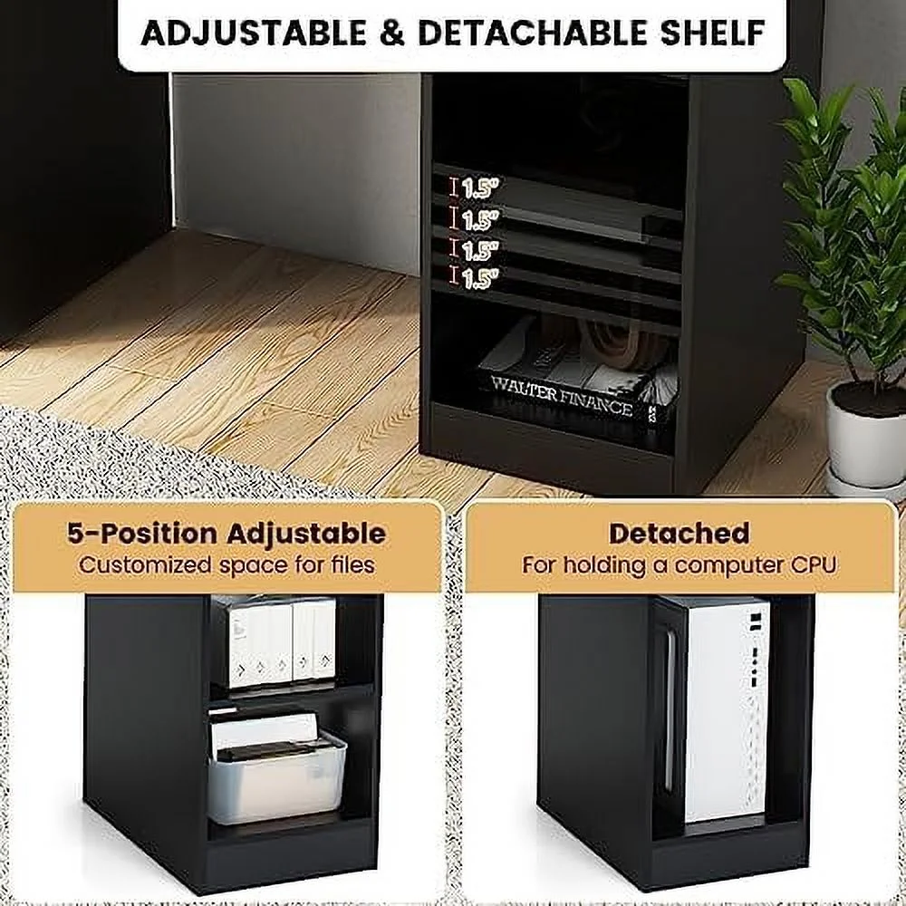 Computer Desk   Office Desk with Large Drawers  Hutch  Keyboard Tray  5-Position Adjustable Open Shelves  Easy Assembly  Writing Desk for Bedroom