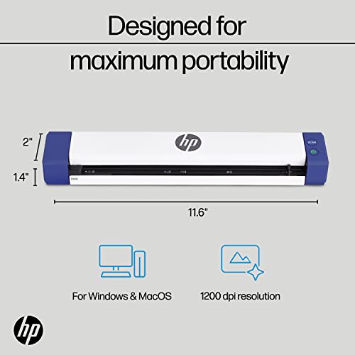 HP Small USB Document & Photo Scanner for Portable 1-Sided Sheetfed Digital Scanning, Model HPPS100, for Home, Office & Business