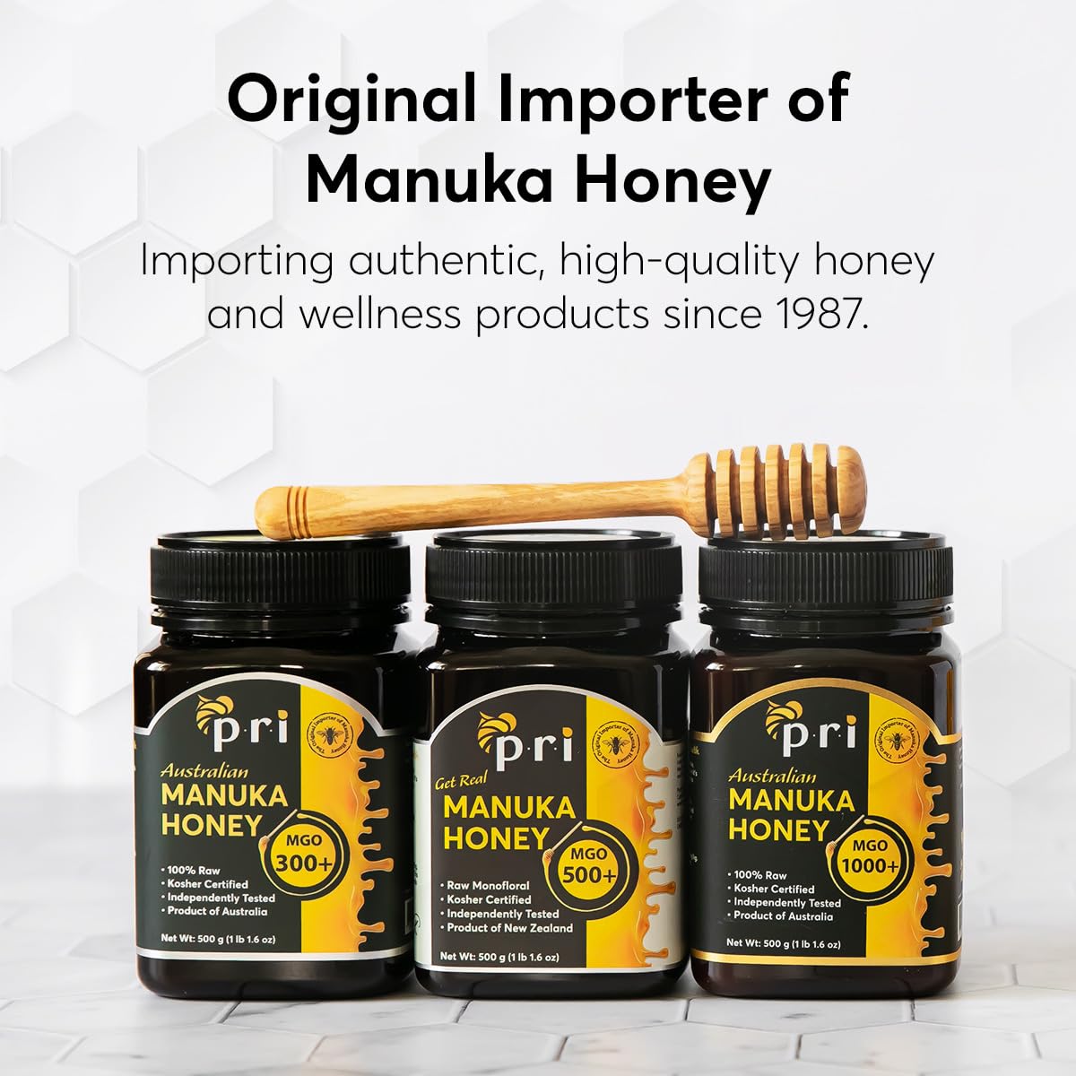 PRI Manuka Honey MGO 1000+, 1.1LB High Strength - Raw Manuka Honey (500g Jar)