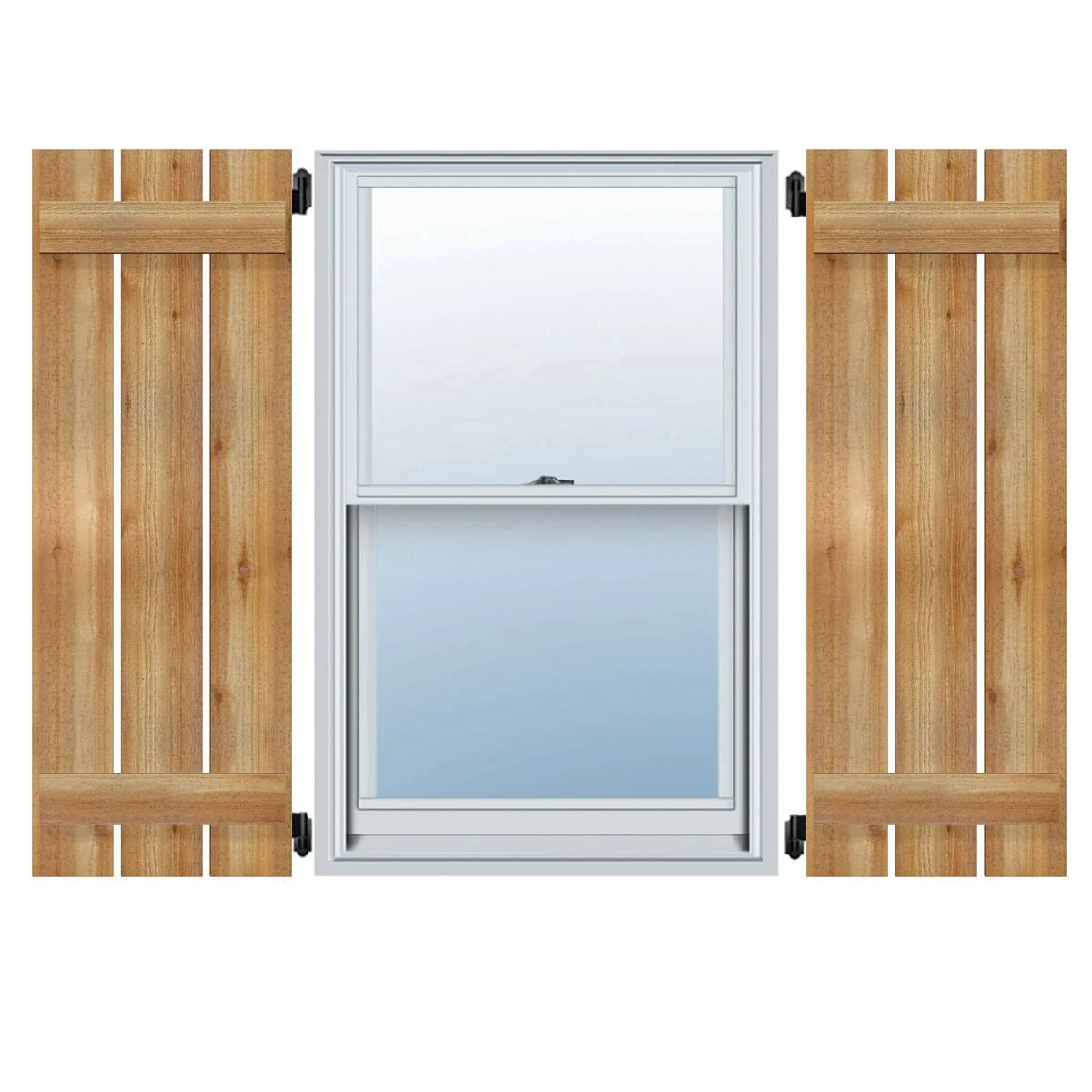 Ekena Millwork RBS06S17X052RWR 17 1/8x22W x 52x22H TimberCraft Three 5 3/8x22 Boards Spaced Board-n-Batten Shutters, Rough Sawn