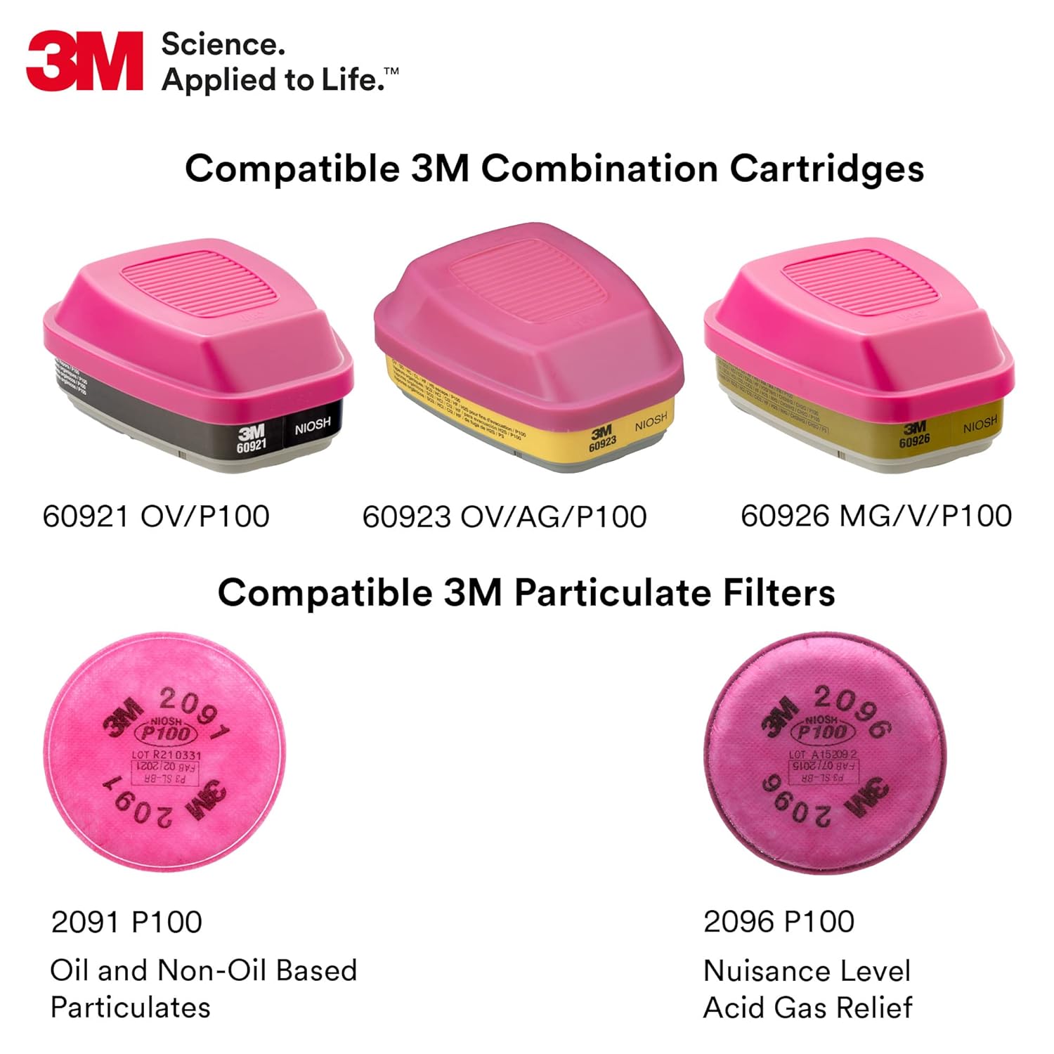 3M Full Facepiece Reusable Respirator 6900, NIOSH, Large Lens, ANSI High Impact Eye Protection, Silicone Face Seal, Four-Point Harness