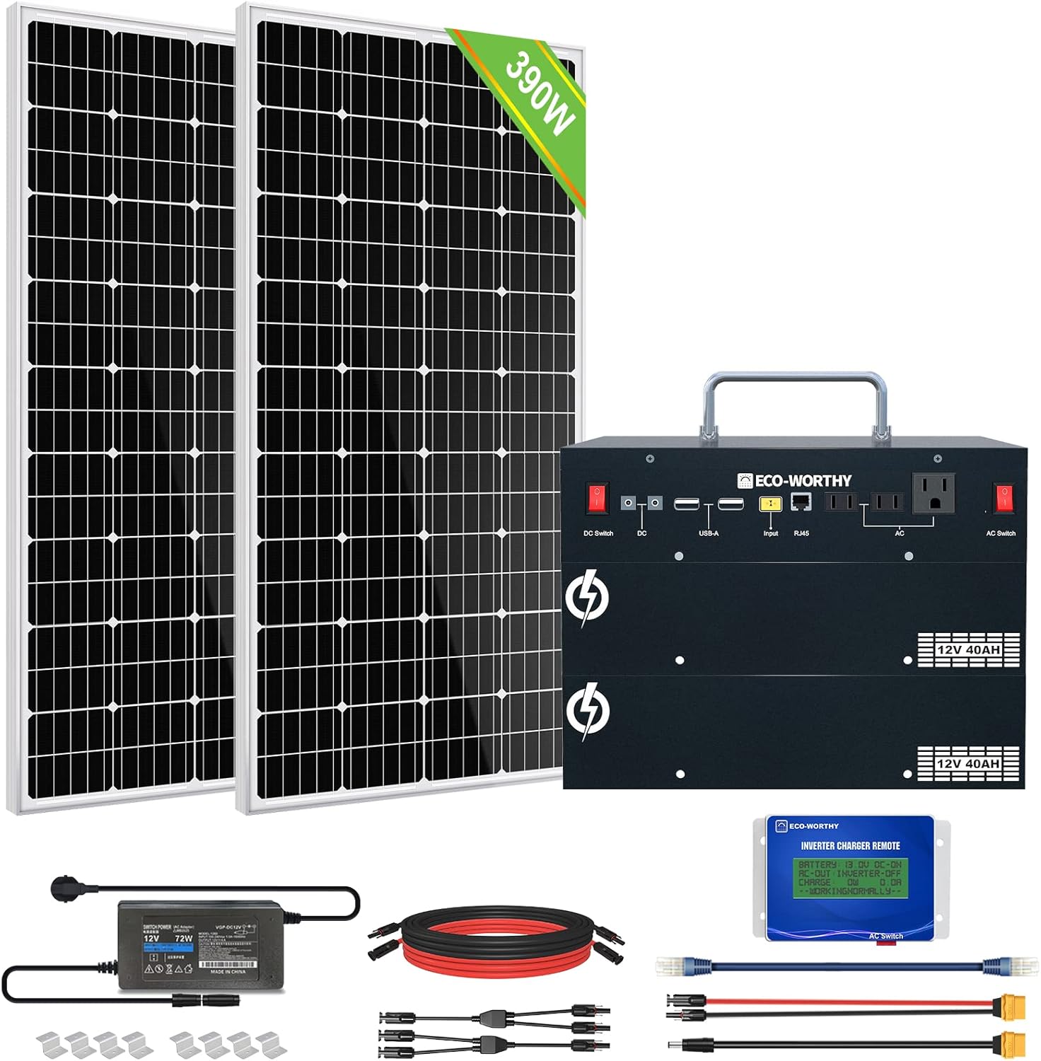 ECO-WORTHY 400W 1.6KWH Complete Solar Power System for RV/Camper/Marine/Emergency