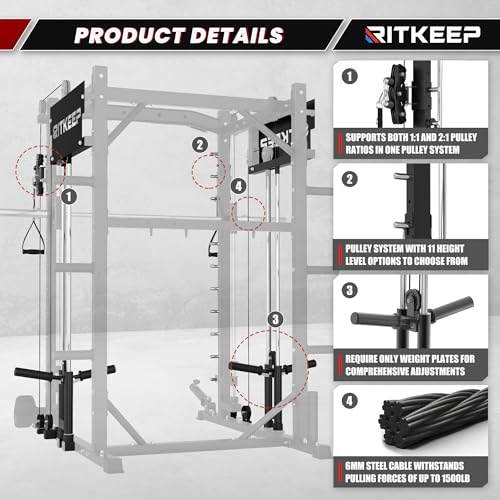 Smith Machine with Jammer Arms & Leg Press with Adjustable Dual Pulley Ratio (1:1 & 2:1), PMAX-4750 All-in-One Commercial & Home Gym Equipment