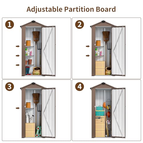 NicBex 6×5 Resin Outdoor Storage Shed with Floor & Window– All-Weather Lockable Small Tool Shed