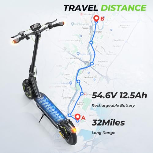 isinwheel Electric Scooter Adults, 38/32 Miles Range & 28/21 MPH Powered by 1000/800W Motor, 10" Pneumatic Tires