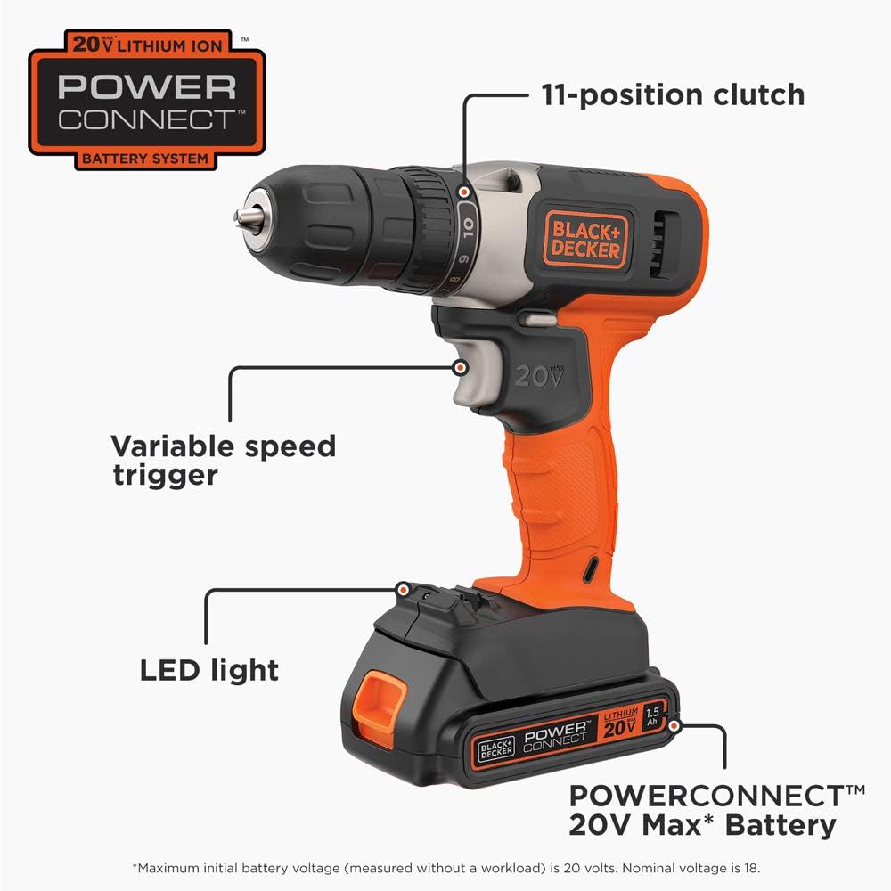 beyond by BLACK+DECKER 20V MAX Cordless Drill/Driver (BCD702C1AEV) Pack of 2