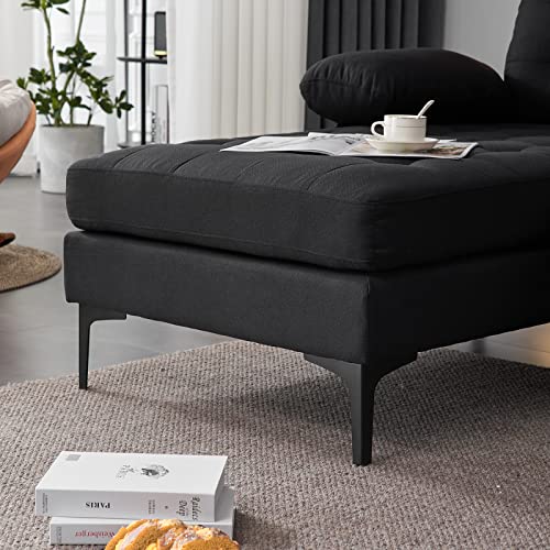 Karl home Convertible Sectional Sofa 110" U-Shape Sofa Couch 4-Seat Couch with Chaise ChenilleFabric Upholstered for Living Room, Apartment, Office