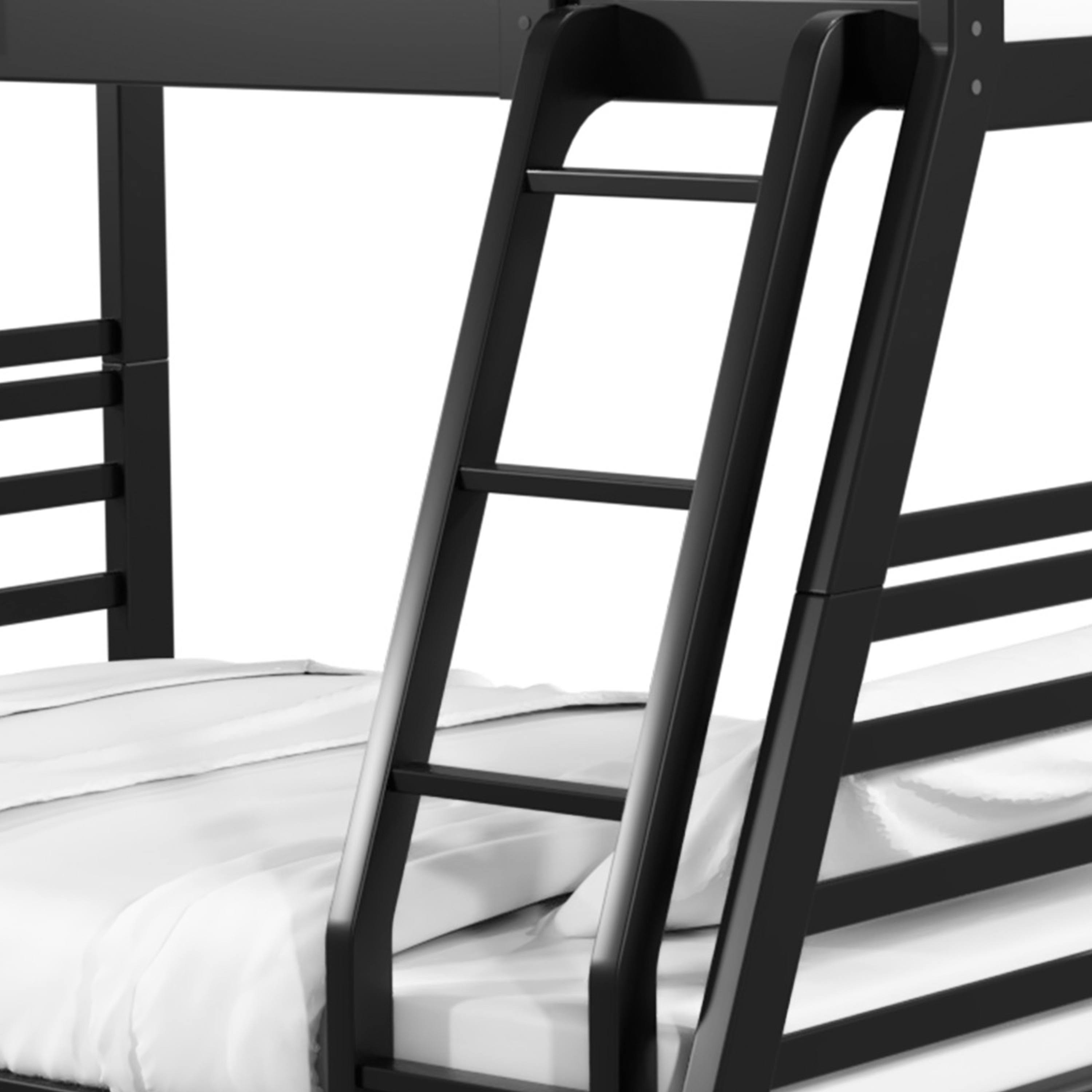 Furniture of America Cude Modern Twin/Full Solid Wood Bunk Bed Set - Dark Walnut