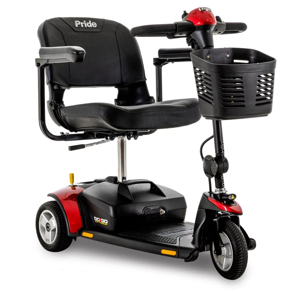 Pride Go-Go Elite Traveller 3-Wheel Scooter, 12 AH Battery, with Available Extended Warranty