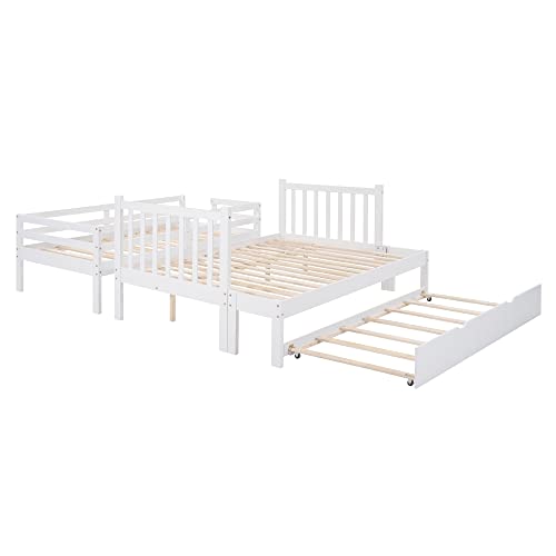 Ball & Cast Twin-Over-Twin Bunk Bed with Twin-Size Trundle and 3 Storage Stairs,Wood Bunkbed w/Full-Length Guardrails,Slat Support