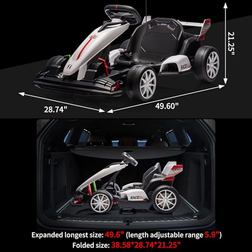 24V Electric Drift Kart for Kids, Ride Car with Adjustable Seat & 8.5MPH Speed, EVA Silent Wheels, Parent-Safety Certified Ride-On Toy