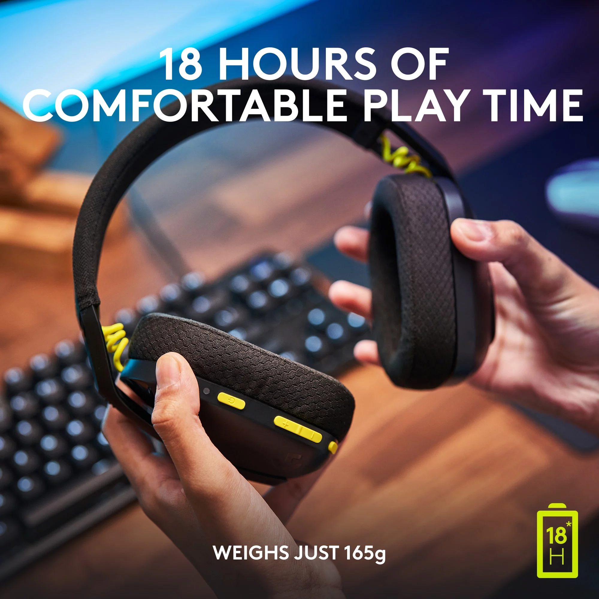 Logitech G435 LIGHTSPEED and Bluetooth Wireless Gaming Headset - Lightweight over-ear headphones, built-in mics, 18h battery