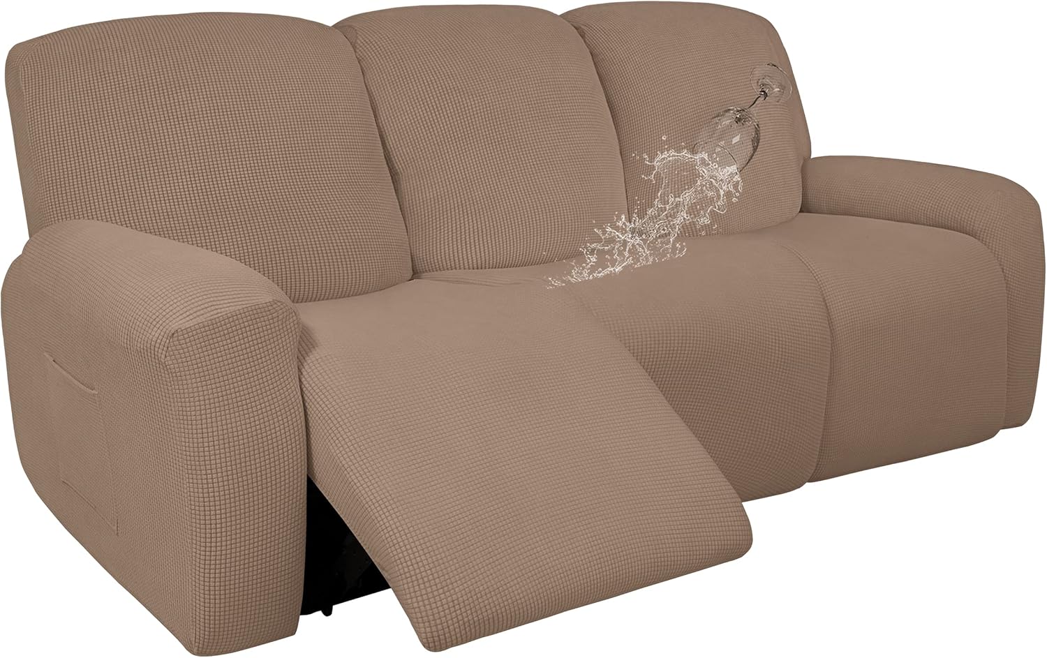 Easy-Going 100% Dual Waterproof Recliner Sofa Cover, 8-Pieces Stretch Reclining Couch Cover with Pocket