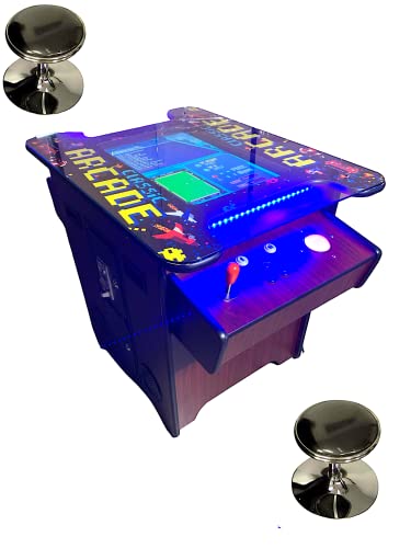 Full Size Commercial Grade Cocktail Arcade Machine 2 Player Upgraded Trackballs 412 Games 22" LCD Screen Tempered Glass 2 Stools Included 5 Year