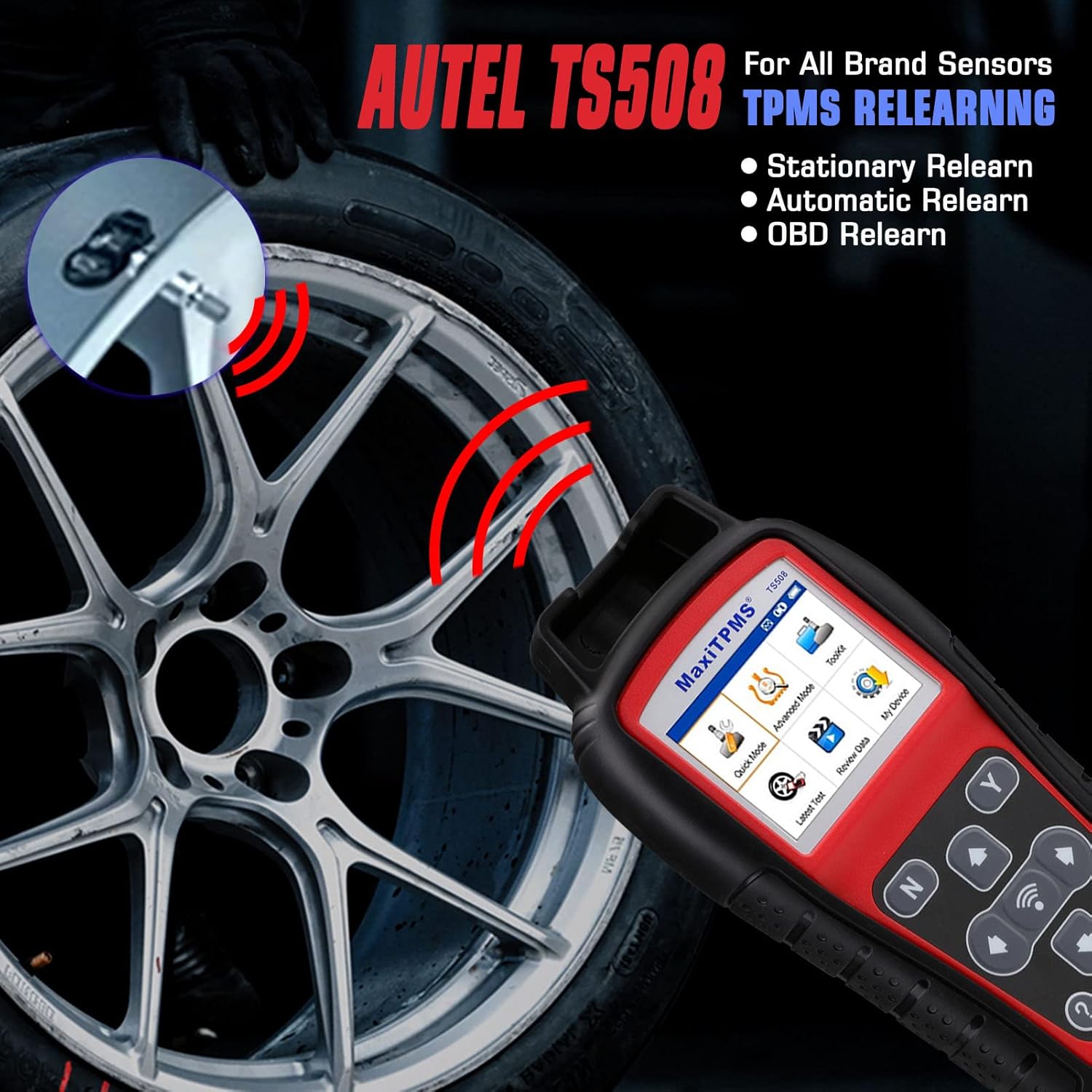 Autel MaxiTPMS TS508 TPMS Relearn Tool-2022 Activate/Relearn All Sensors, Read/Clear DTCs, TPMS Reset/Diagnosis