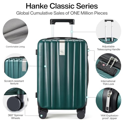 Hanke 29 Inch Luggage Suitcases With Spinner Wheels Lightweight PC hardside Rolling Suitcase With Travel Lock, Checked-Large 29-Inch(Blackish Green)