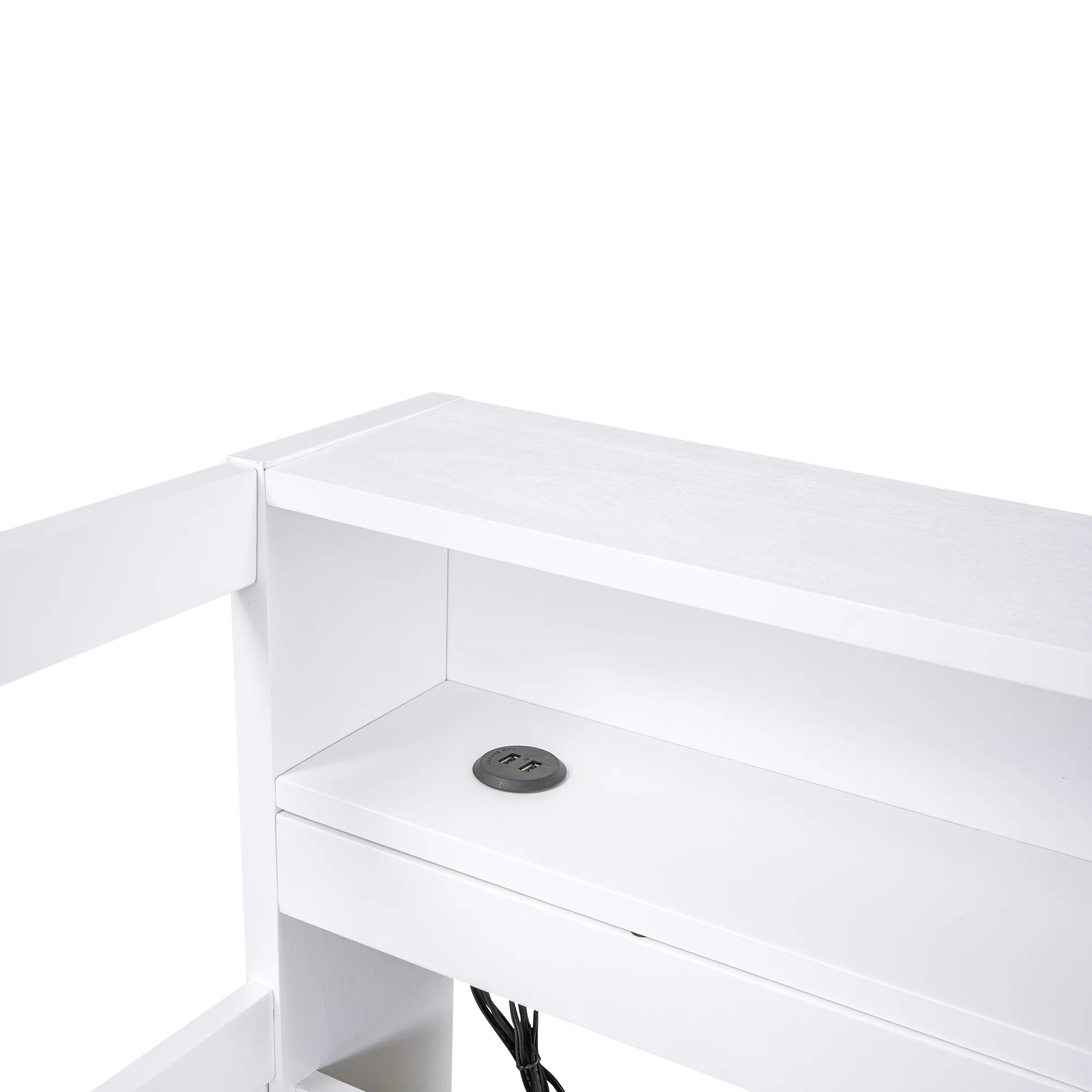 EUROCO Twin Platform Bed with Storage Shelf, Convertible Daybed with Night Light and USB Charging for Kids Teens Adults, 3 Beds in One, White