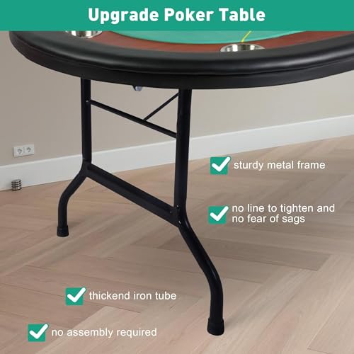 COLOR TREE Foldable Blackjack Poker Table, 84" Premium Texas Hold'em with Cup Holders, Padded Rails, Stylish Blue Design
