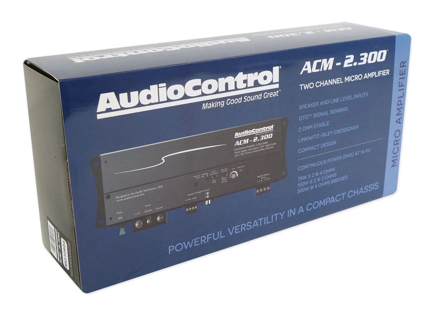 AudioControl ACM-2.300 Micro 300w 2 Channel Car Amplifier+Amp Kit Audio Control