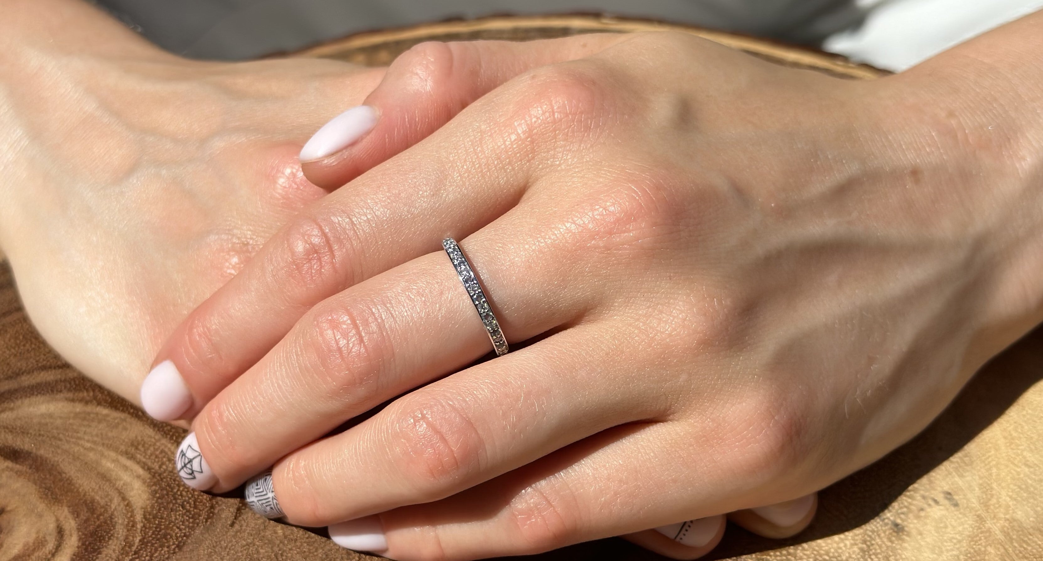 14K Rose Gold Half Eternity Band 0.12ct Natural Diamond Aquamarine, Size 10.25