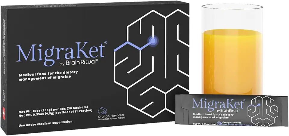 MigraKet Migraine Relief Medical Food - Supports Brain Health and Energy Metabolism - Multivitamins Replacement - Drug-free, Gluten-Free, Dairy-Free