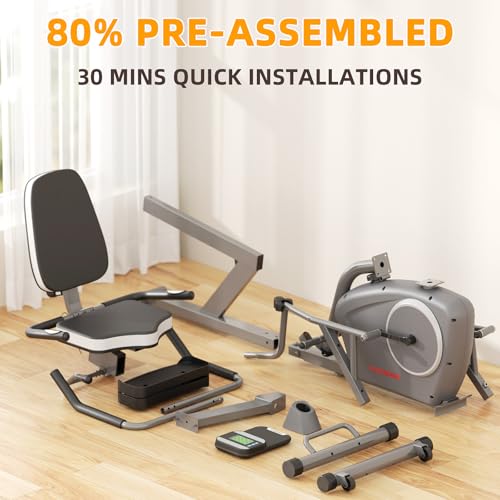 VANSWE Recumbent Exercise Bike for Adults Seniors - Recumbent Bikes for Home with Magnetic Resistance, Bluetooth and App Connectivity, Pulse Sensor