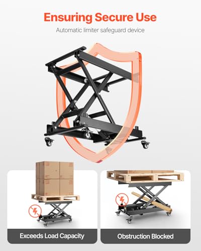 VEVOR Electric Lift Table, 330 lbs Capacity Single Scissor Lift Table, 8-28 in Height Adjustable Lifting Platform, Coffee Table Lift with 4 Wheels