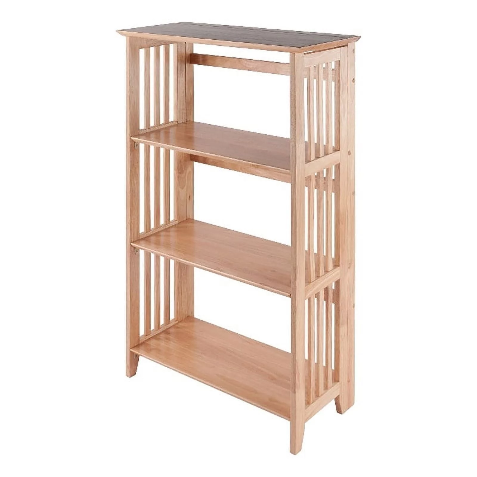 Bowery Hill 4-Tier Transitional Wood Folding Bookcase in Natural
