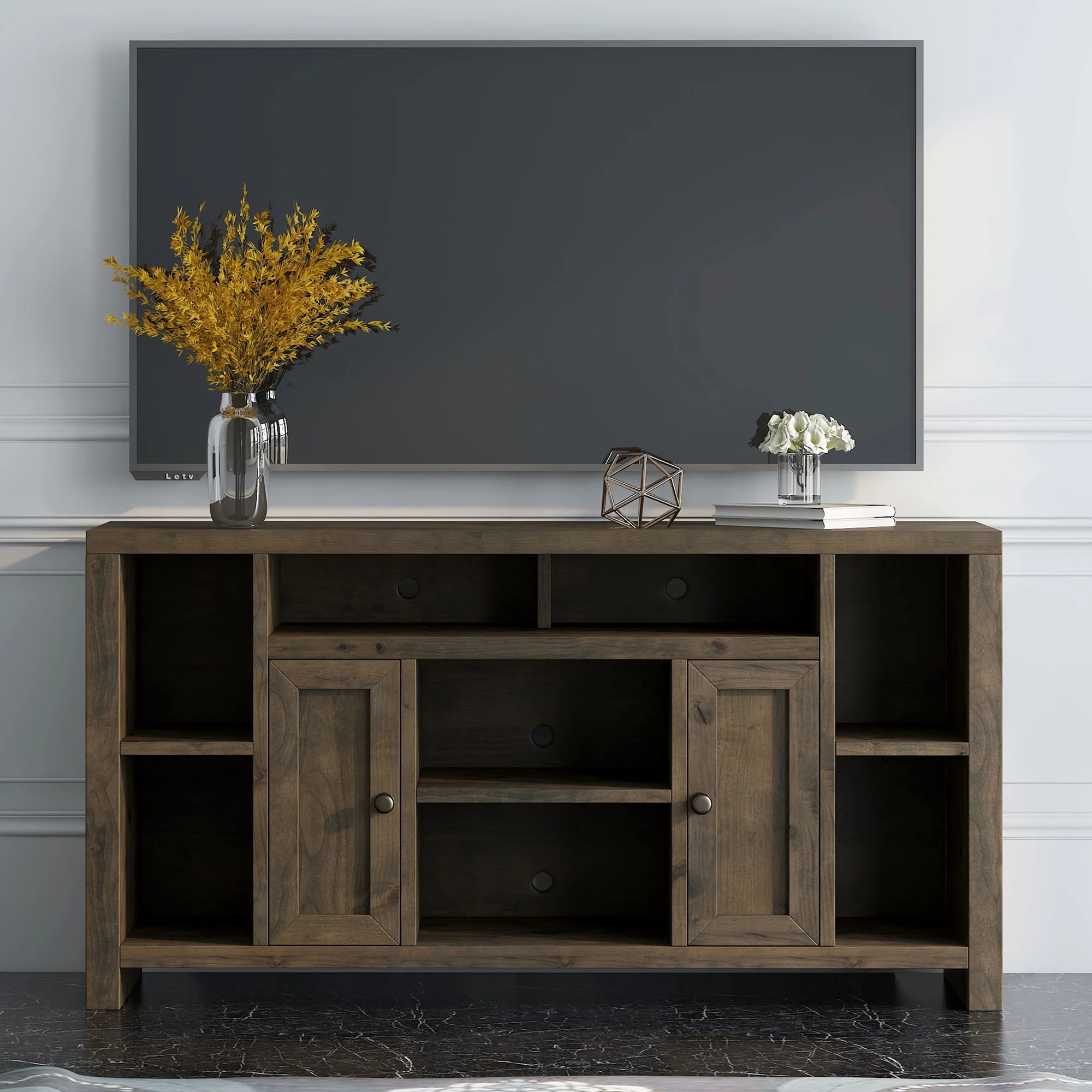 Bridgevine Home Modern Rustic TV Stand for 70 inch TV, Fully Assembled