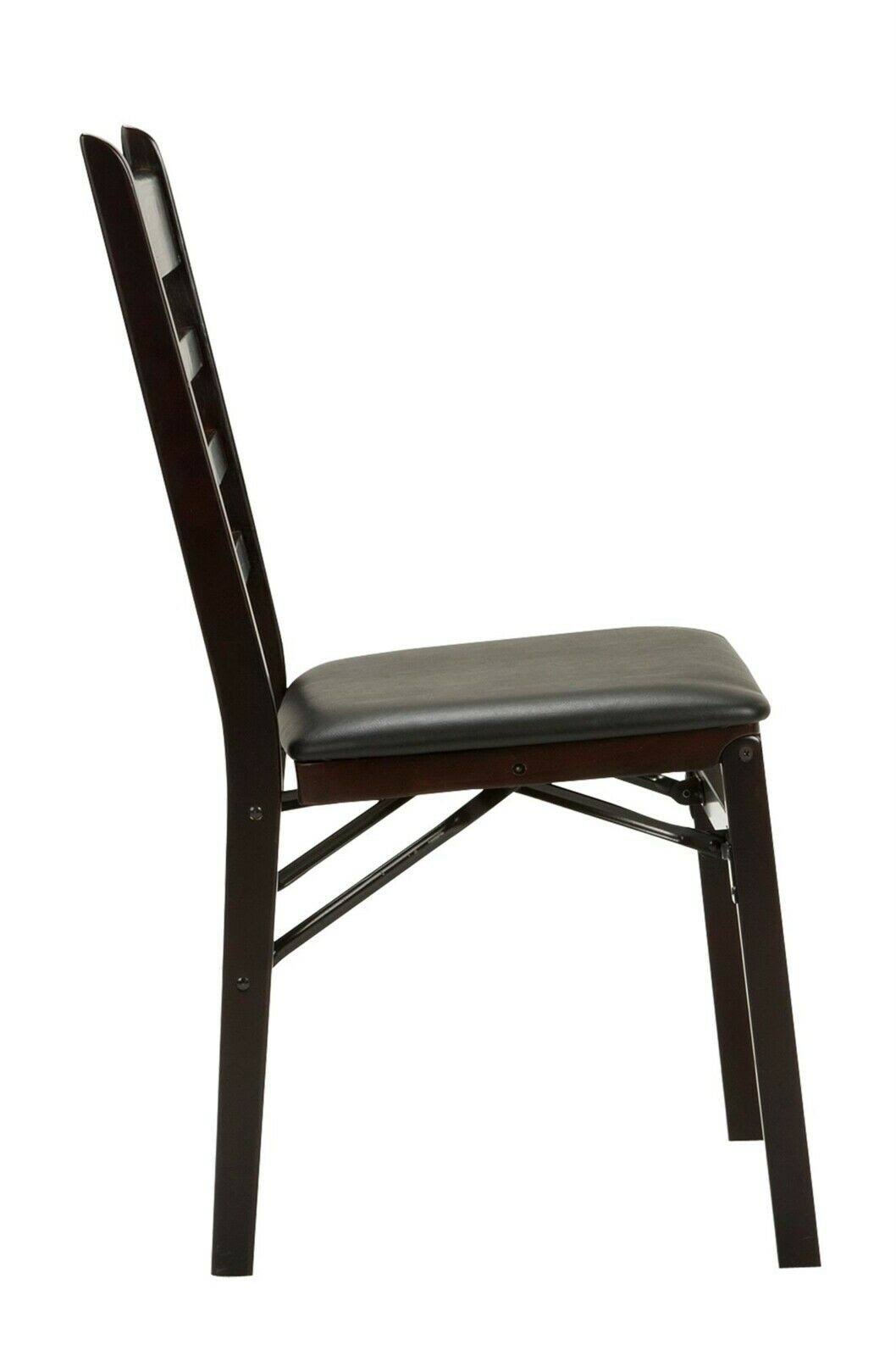 Cosco Wood Ladder Back Folding Chair, Black/Brown