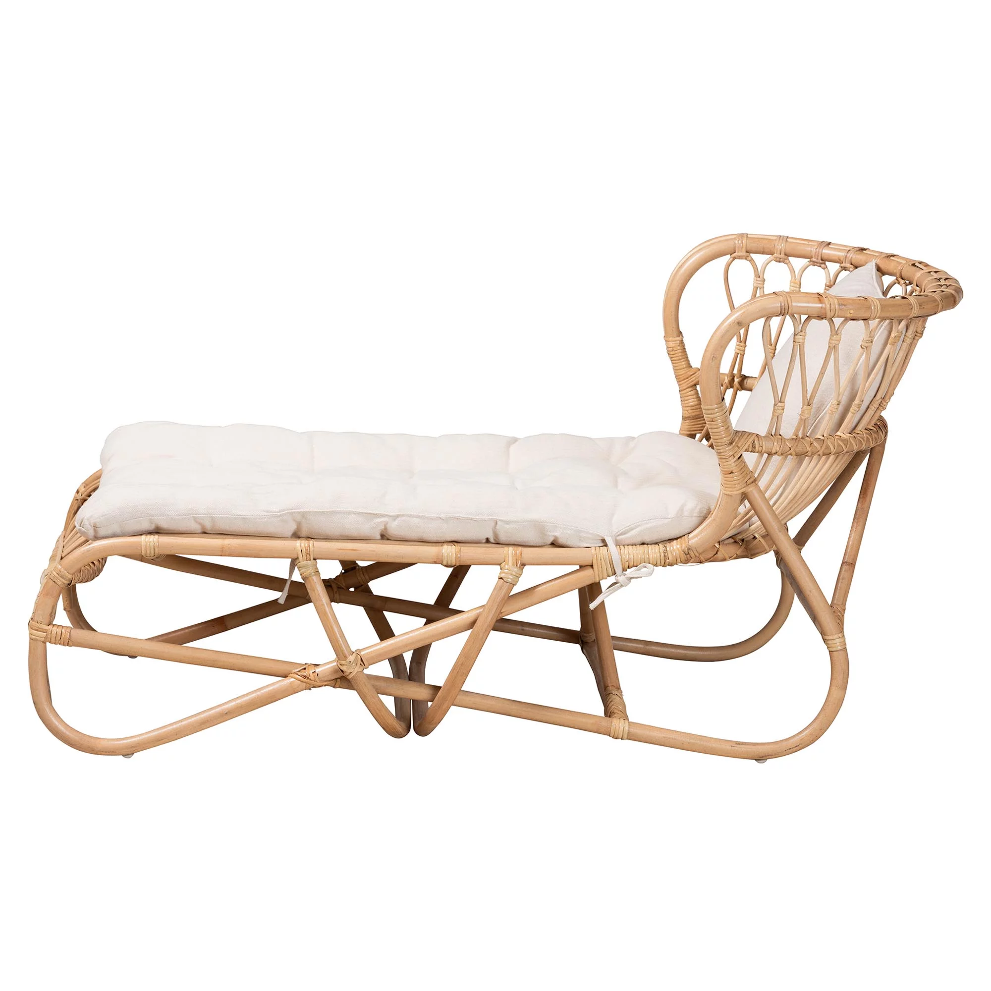 bali & pari Delara Modern Bohemian Natural Brown Rattan Chaise